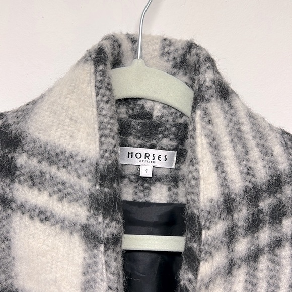 Horses Atelier White & Black Wool Plaid Jacket Size 1 - Picture 3 of 6